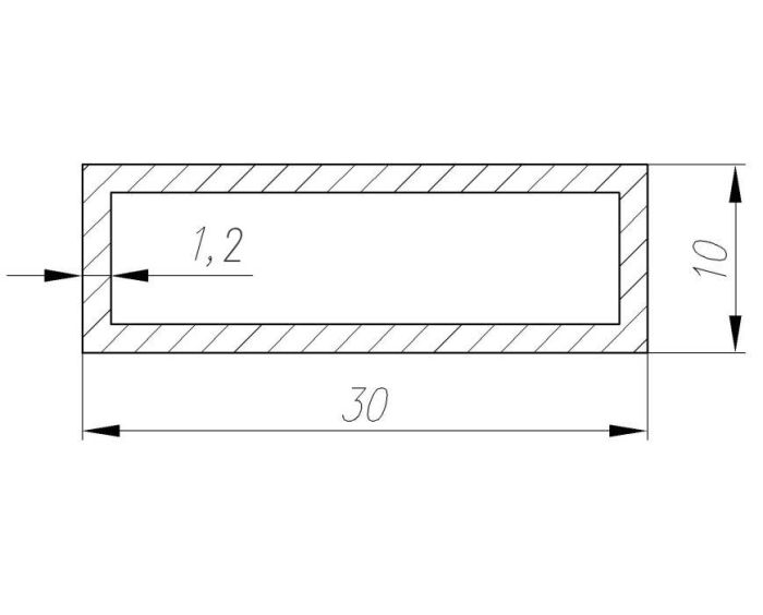 Штанга труба 30x10x1,2 мм