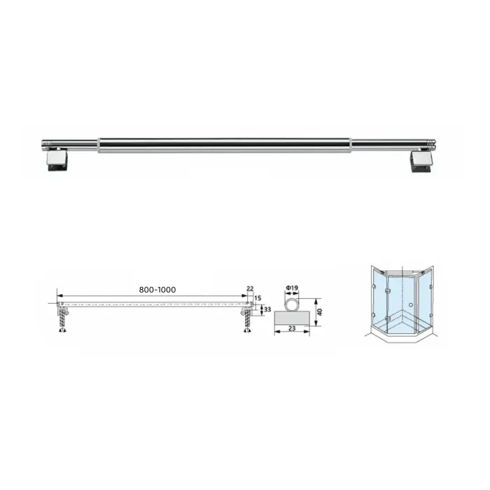 Штанга для двох стекол (800 мм - 1000 мм)