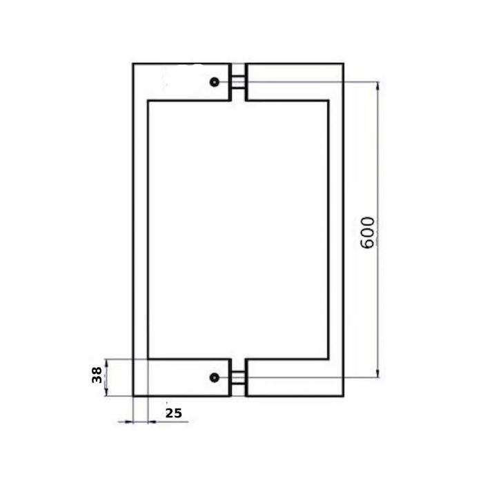 Ручка для скляних дверей (Розмір: 600*25*38)