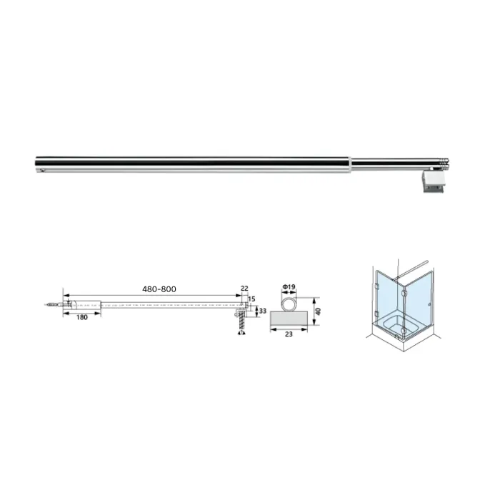 Штанги стіна-скло 90 градусів (480 мм - 800 мм.) 