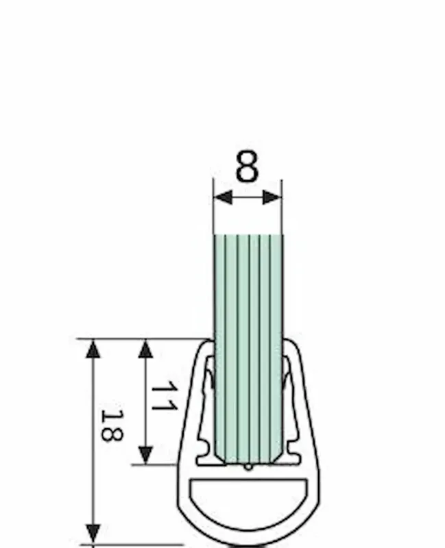 Ущільнювач для низу дверей зі скла 8 мм