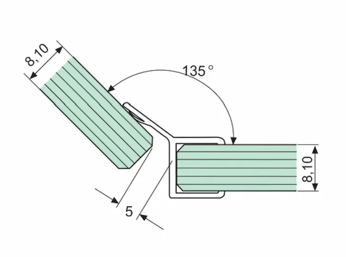 Ущільнювач дверей душової кабіни 135 градусів