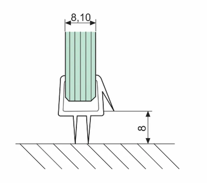 Ущільнювач дверей душової кабіни скло-підлога 90 градусів
