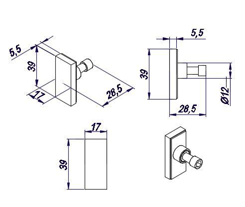 З'єднувач штанги до скла чорний 10x30